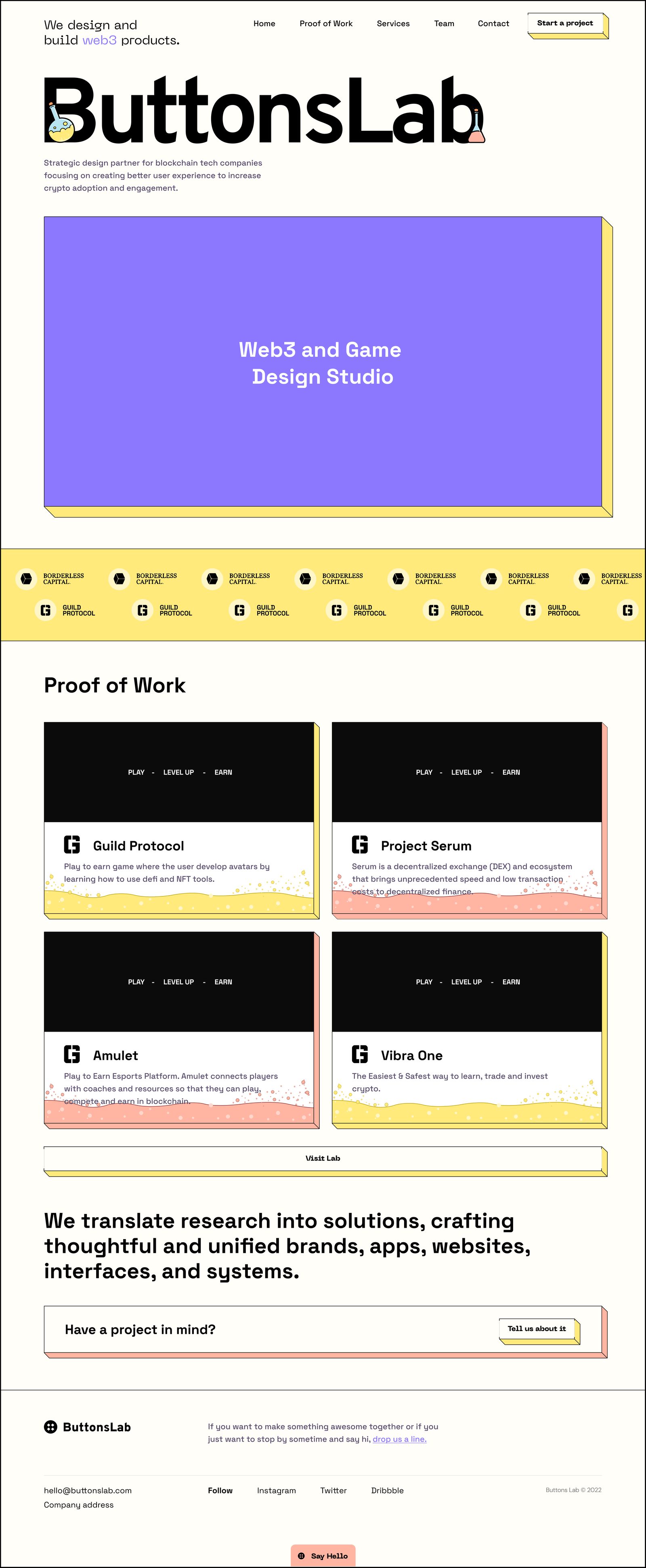Buttons Lab — Home page