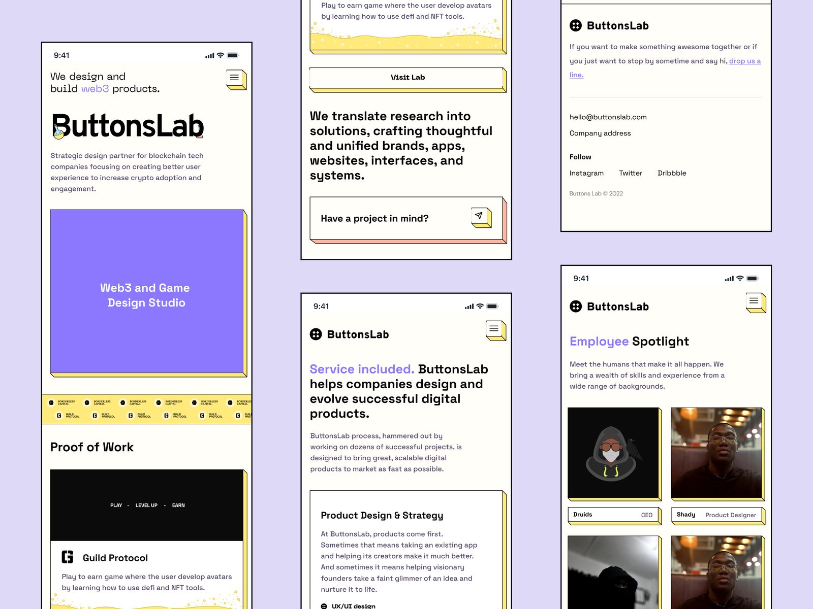 Buttons Lab — Mobile view