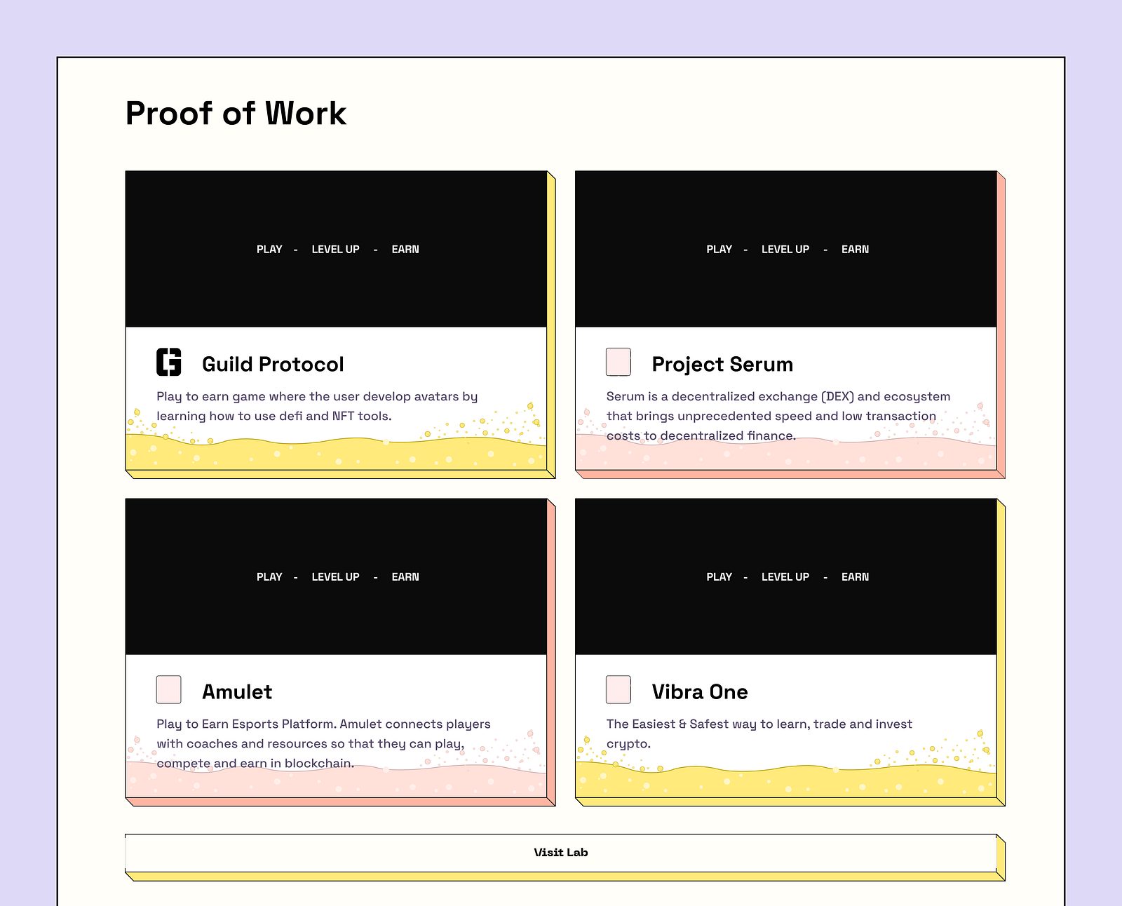 Proof of work — the portfolio section showing past projects