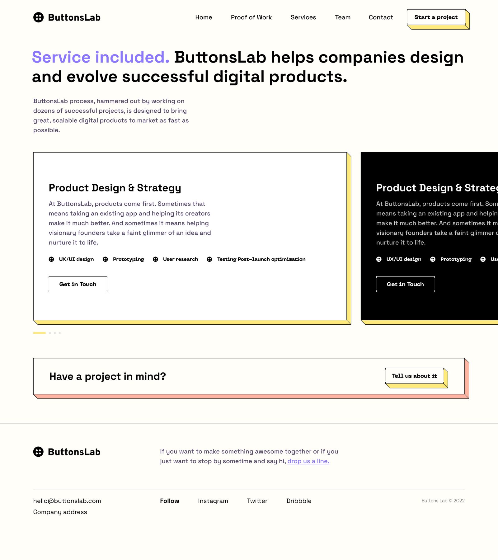 Buttons Lab — Services page